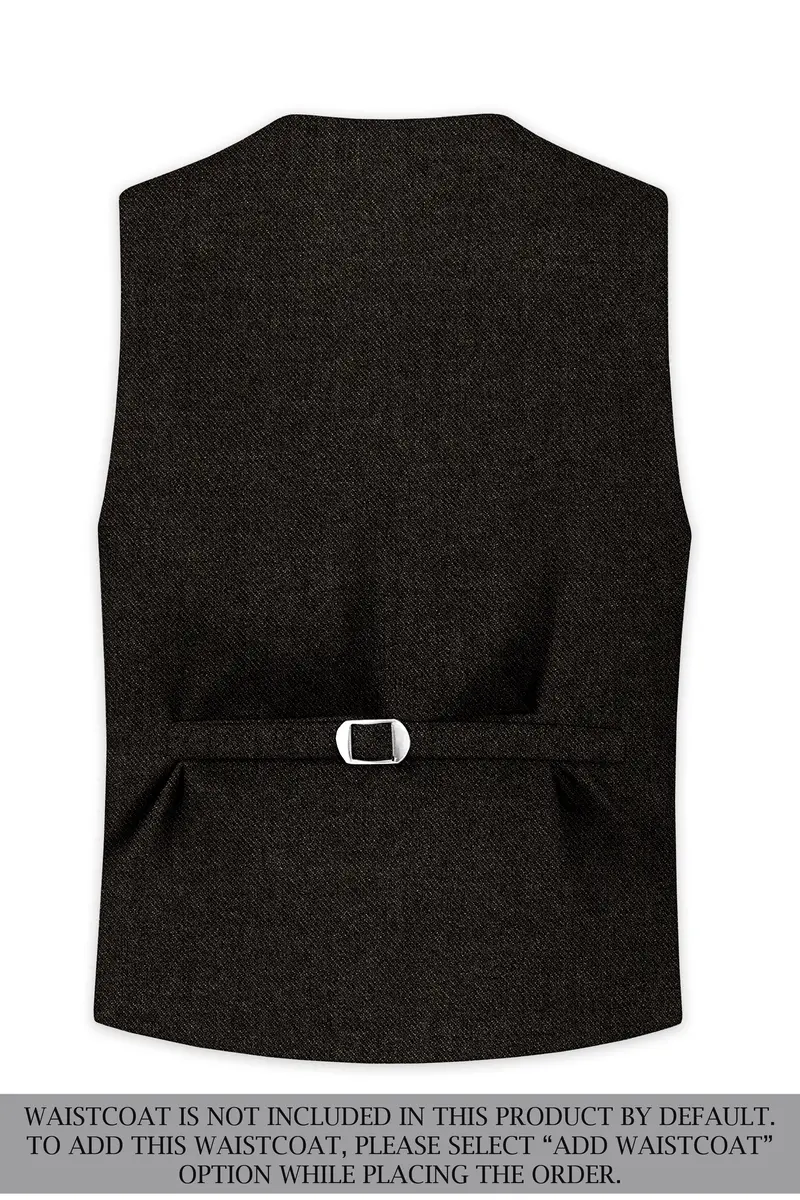 Aurezeus-Zeus Brown Textured Tweed Double Breasted Suit 17