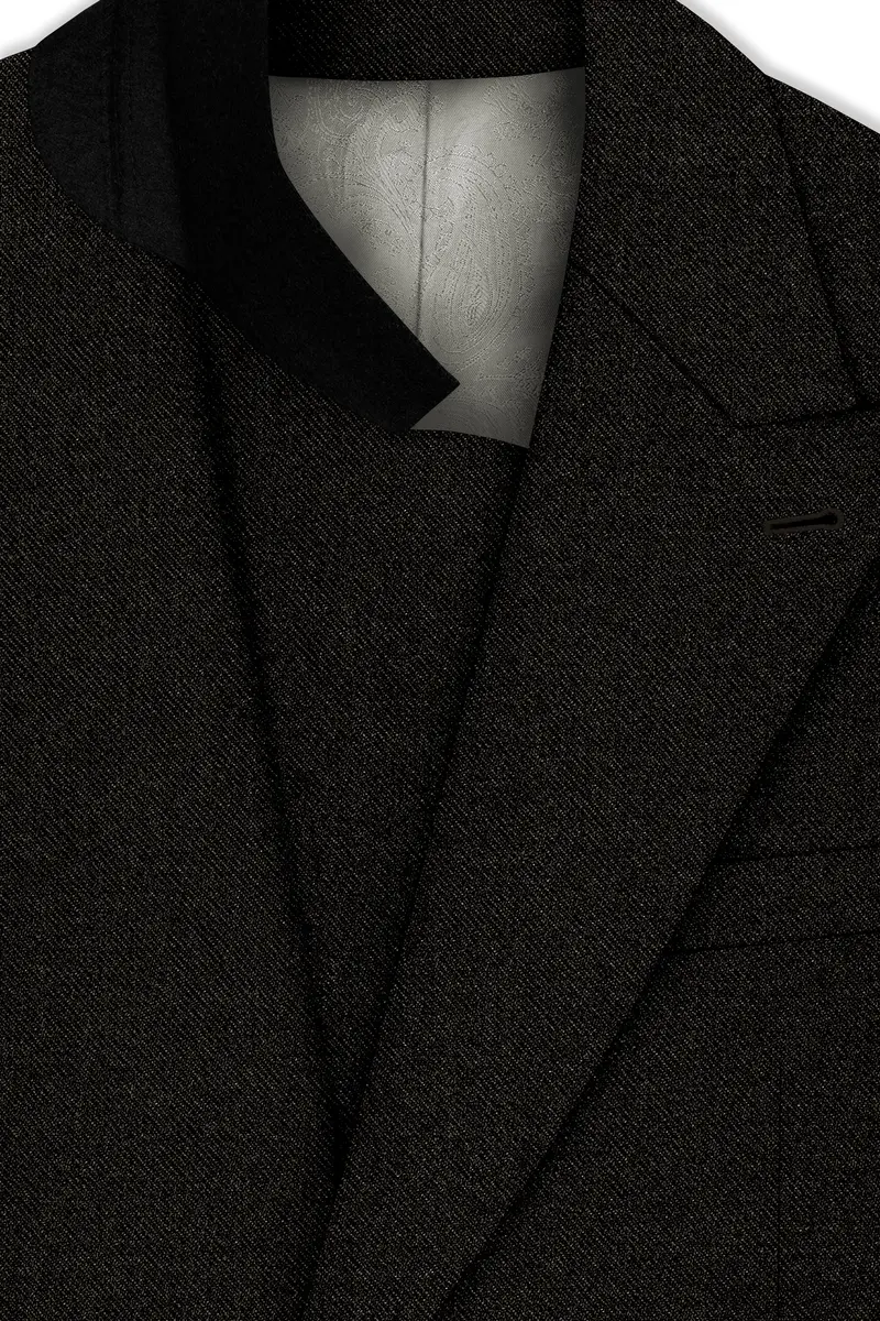 Aurezeus-Zeus Brown Textured Tweed Double Breasted Suit 5