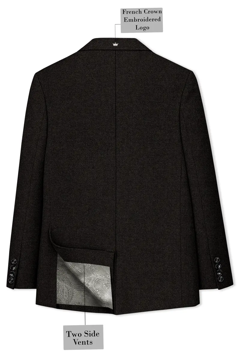 Aurezeus-Zeus Brown Textured Tweed Double Breasted Suit 9
