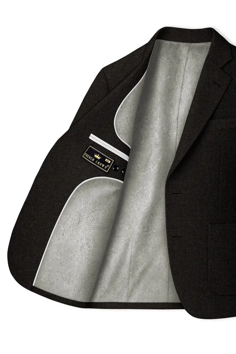 Aurezeus-Zeus Brown Textured Tweed Single Breasted Sports Blazer 5