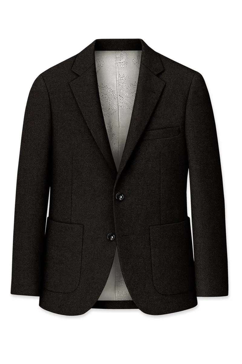 Aurezeus-Zeus Brown Textured Tweed Single Breasted Sports Blazer 7