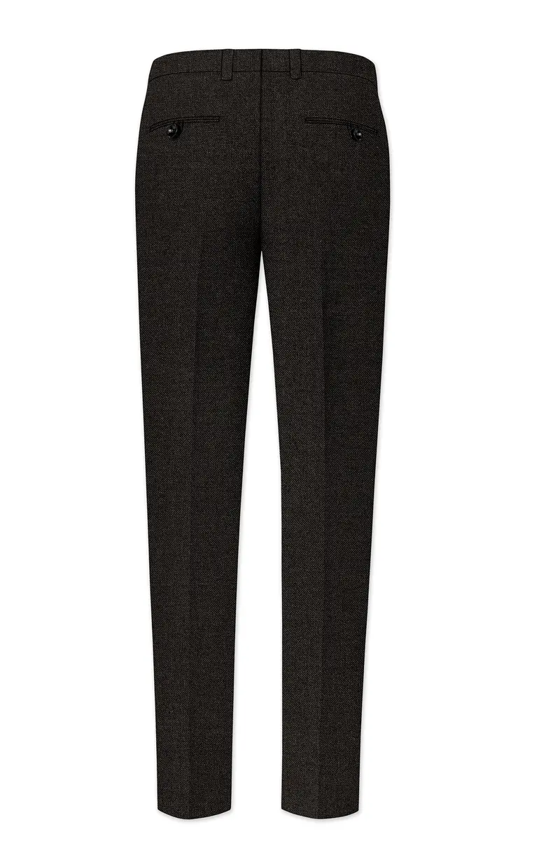 Aurezeus-Zeus Brown Textured Tweed Single Breasted Sports Suit 14