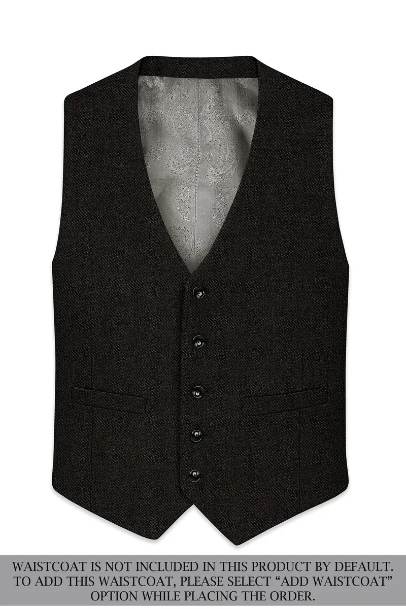 Aurezeus-Zeus Brown Textured Tweed Single Breasted Sports Suit 16