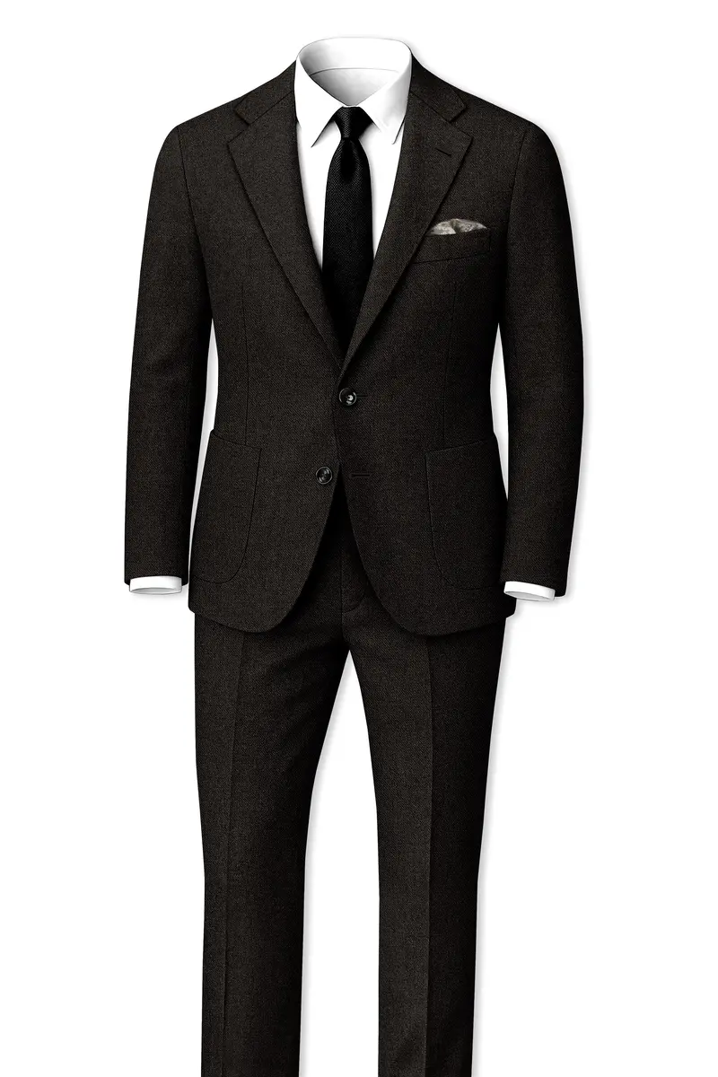 Aurezeus-Zeus Brown Textured Tweed Single Breasted Sports Suit 4