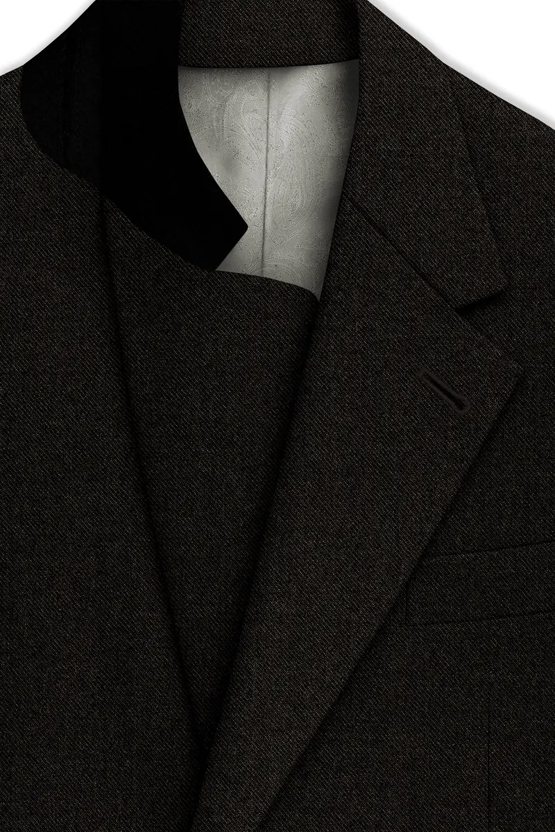 Aurezeus-Zeus Brown Textured Tweed Single Breasted Sports Suit 5