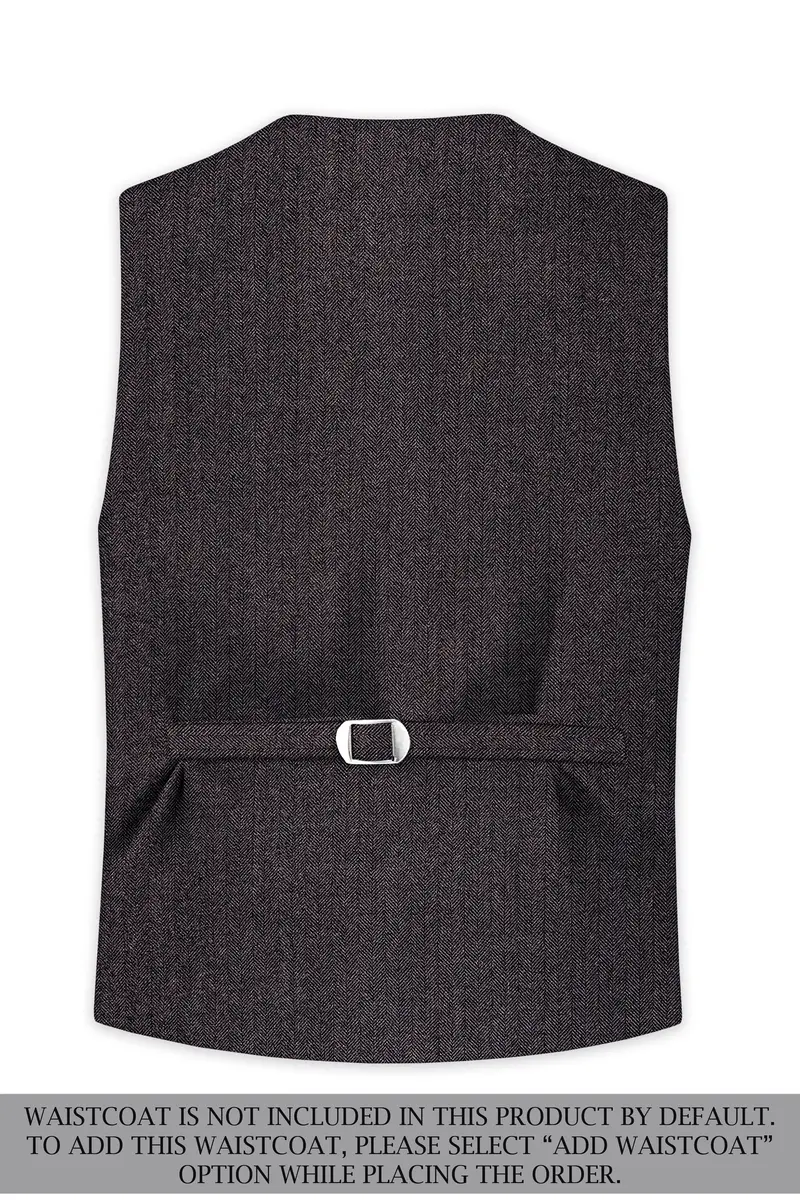 Aurezion-Zeus Brown Herringbone Textured Tweed Single Breasted Sports Suit 17