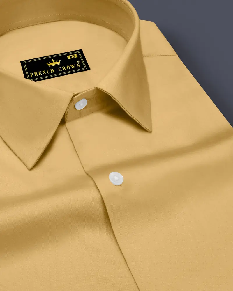 Aurion-Desert Yellow Subtle Sheen Super Soft Premium Cotton Dress Shirt 1