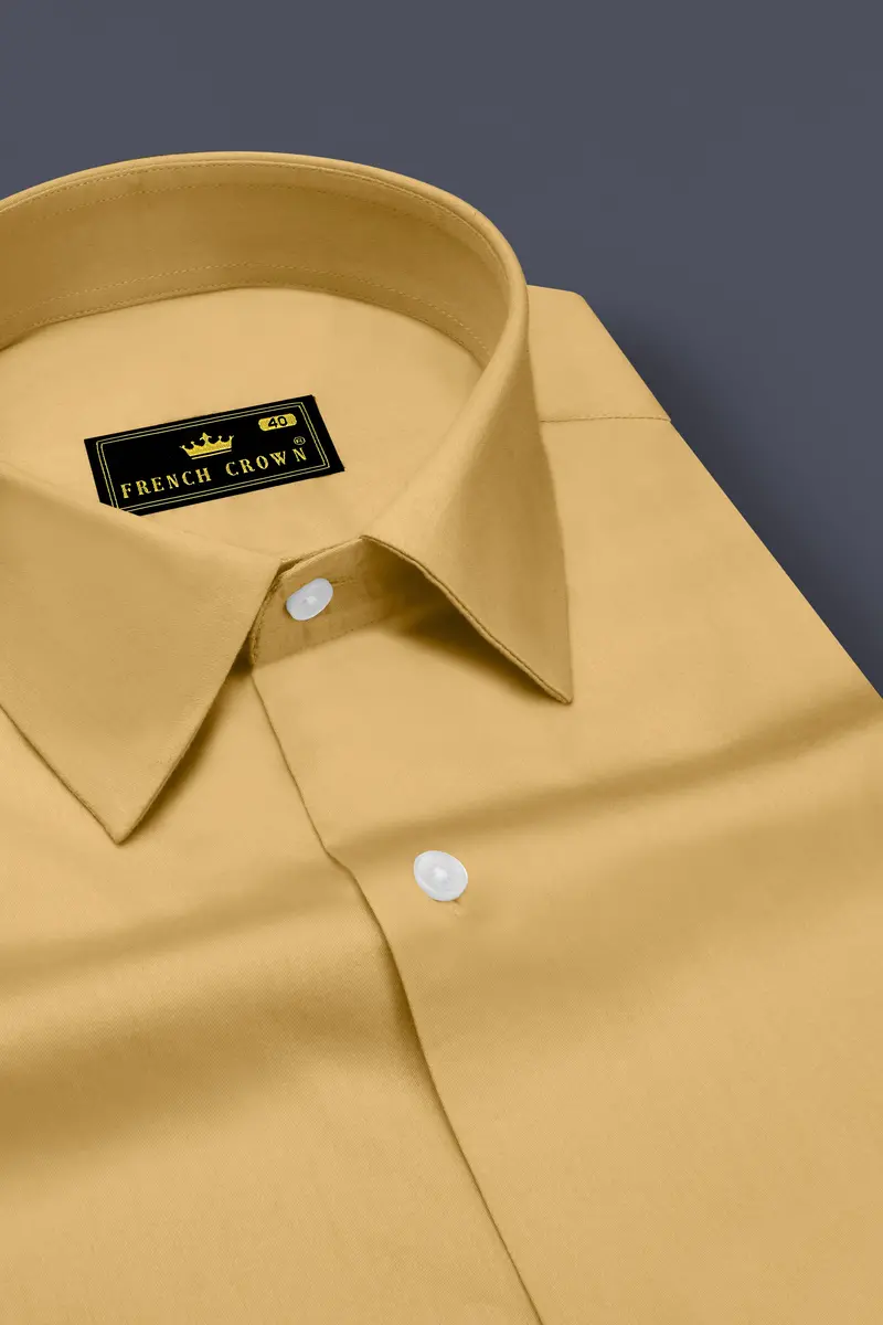 Aurion-Desert Yellow Subtle Sheen Super Soft Premium Cotton Dress Shirt 2