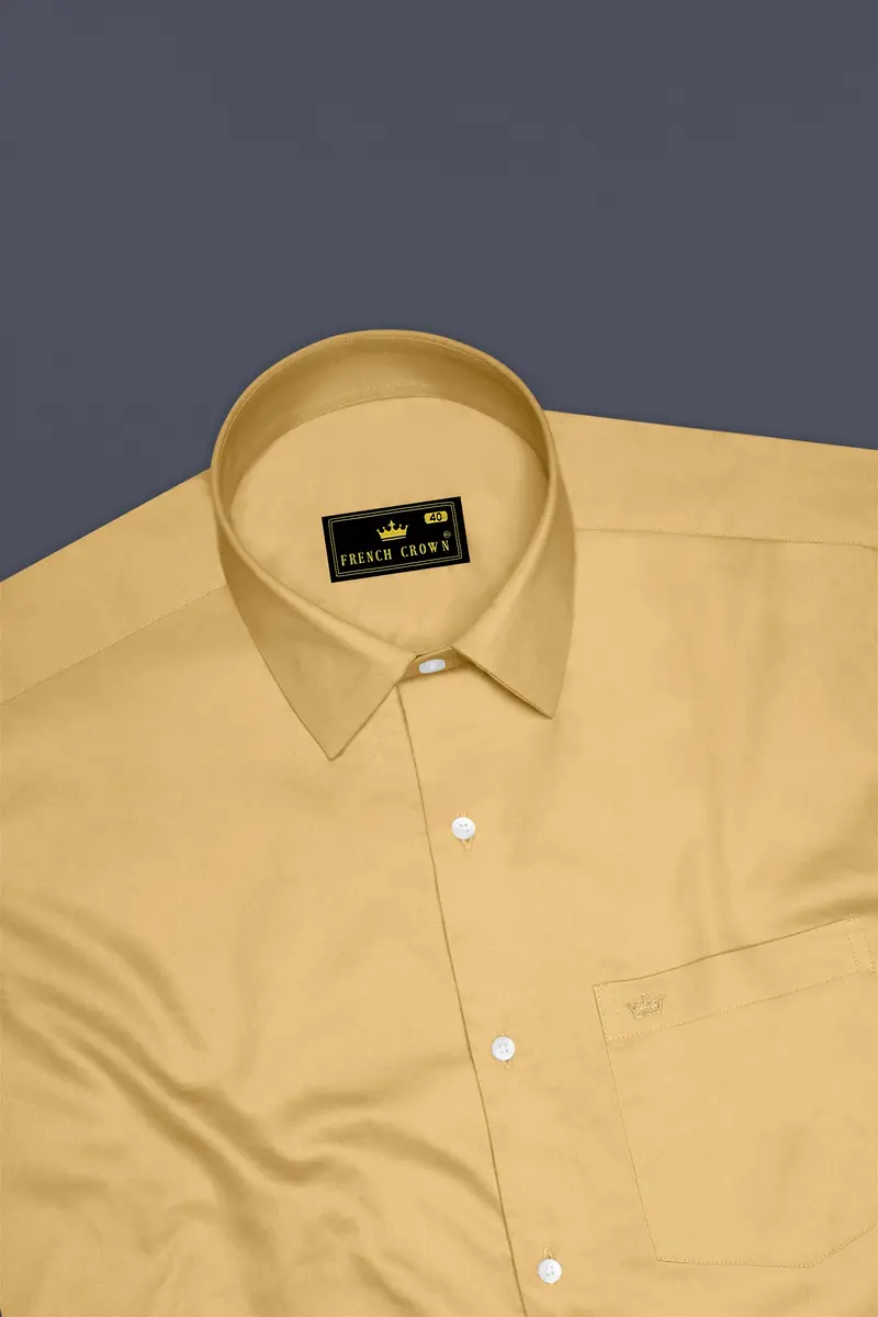 Aurion-Desert Yellow Subtle Sheen Super Soft Premium Cotton Dress Shirt 5