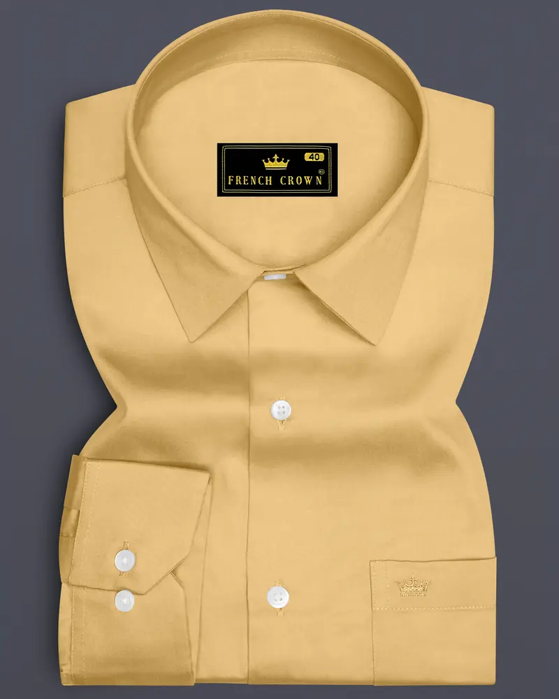 Aurion-Desert Yellow Subtle Sheen Super Soft Premium Cotton Dress Shirt 6