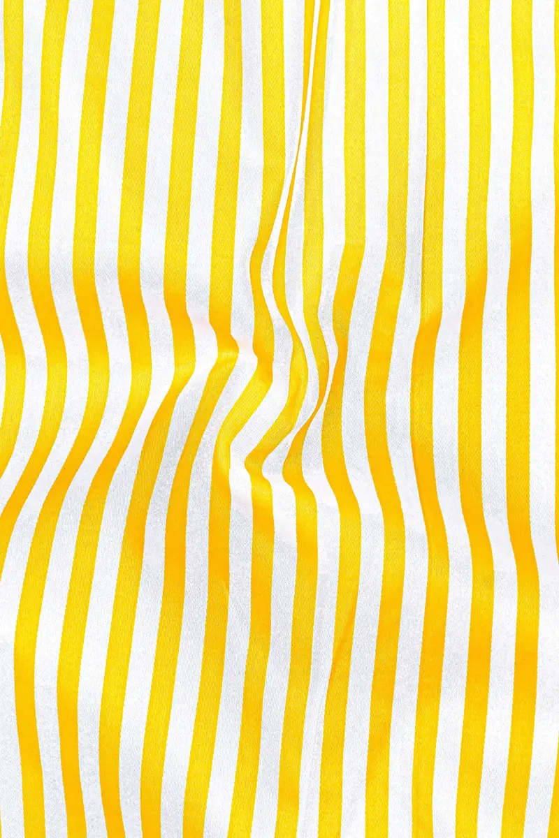 Aurisel-Koromiko Yellow And Bright White Striped Subtle Sheen Super Soft Premium Cotton Dress Shirt 3
