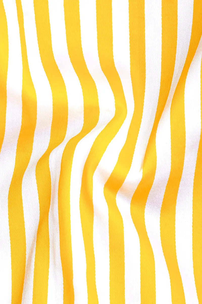 Aurisel-Koromiko Yellow And Bright White Striped Super Soft Premium Cotton Dress Shirt 3