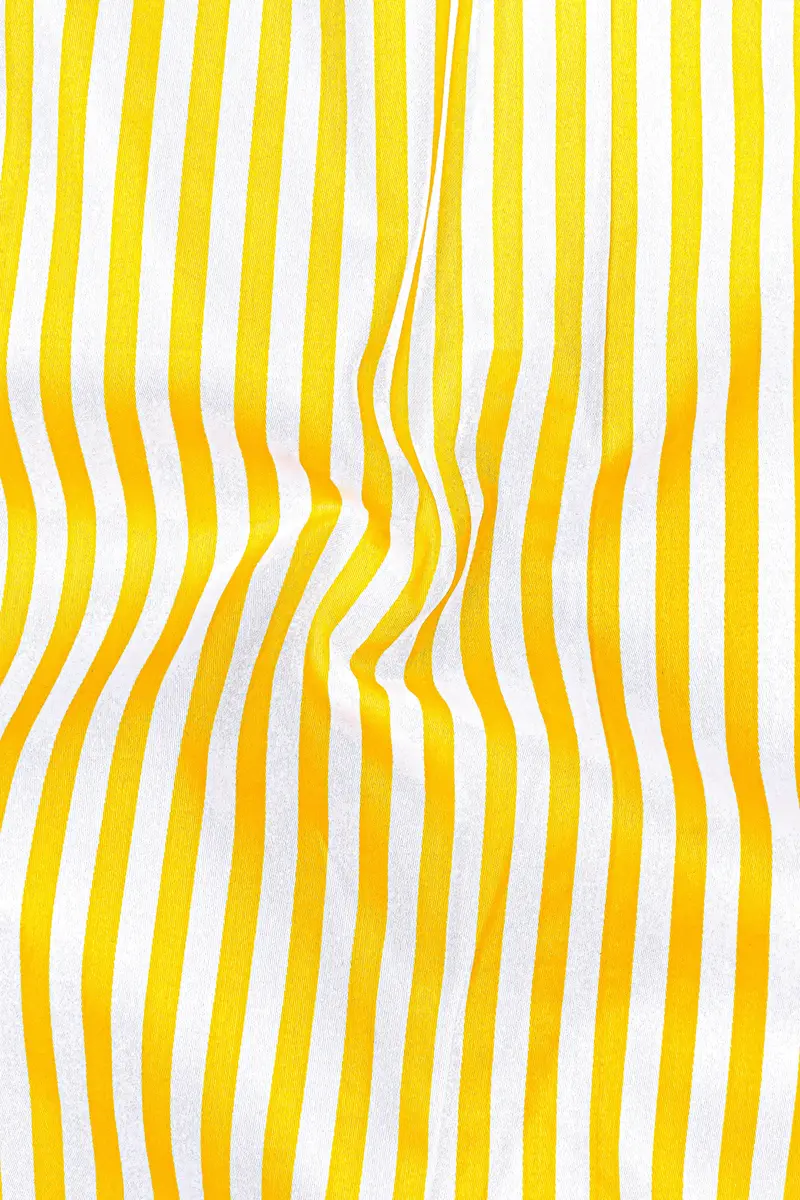 Aurisel-Koromiko Yellow And Bright White Striped Super Soft Premium Cotton Dress White Cuff Collar Shirt 3