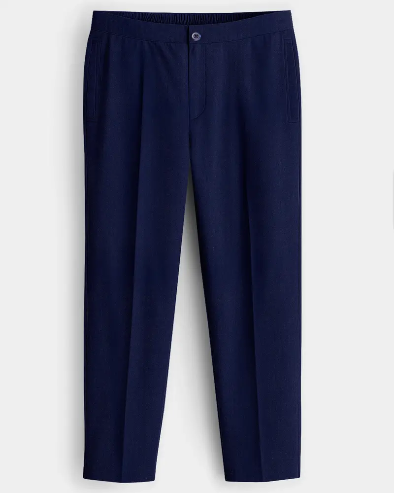 Aurivor-Cinder Blue Herringbone Textured Premium Cotton Lounge Pant 1