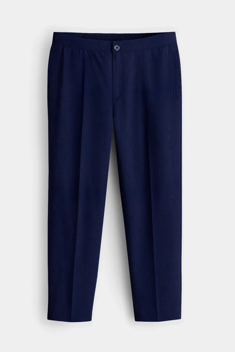 Aurivor-Cinder Blue Herringbone Textured Premium Cotton Lounge Pant 2