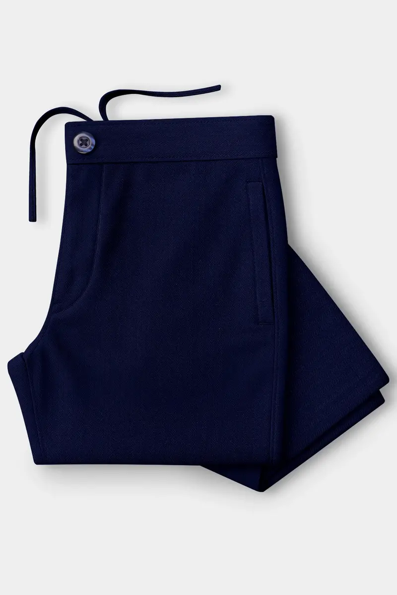 Aurivor-Cinder Blue Herringbone Textured Premium Cotton Lounge Pant 4