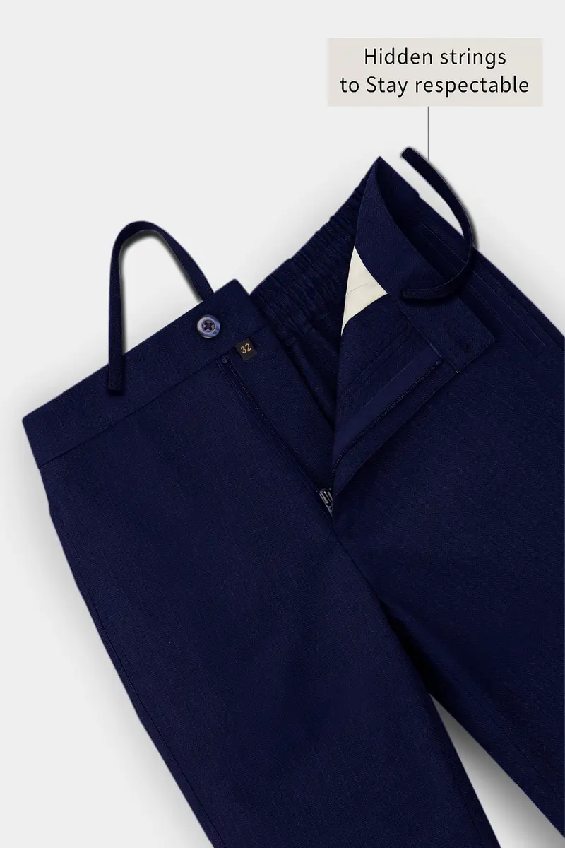 Aurivor-Cinder Blue Herringbone Textured Premium Cotton Lounge Pant 5