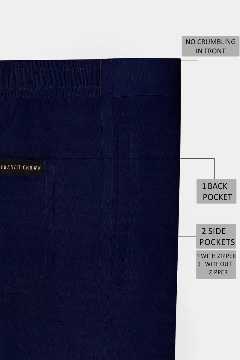 Aurivor-Cinder Blue Herringbone Textured Premium Cotton Lounge Pant 6