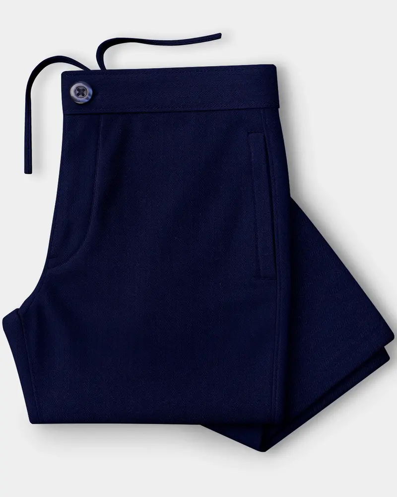 Aurivor-Cinder Blue Herringbone Textured Premium Cotton Lounge Pant 7