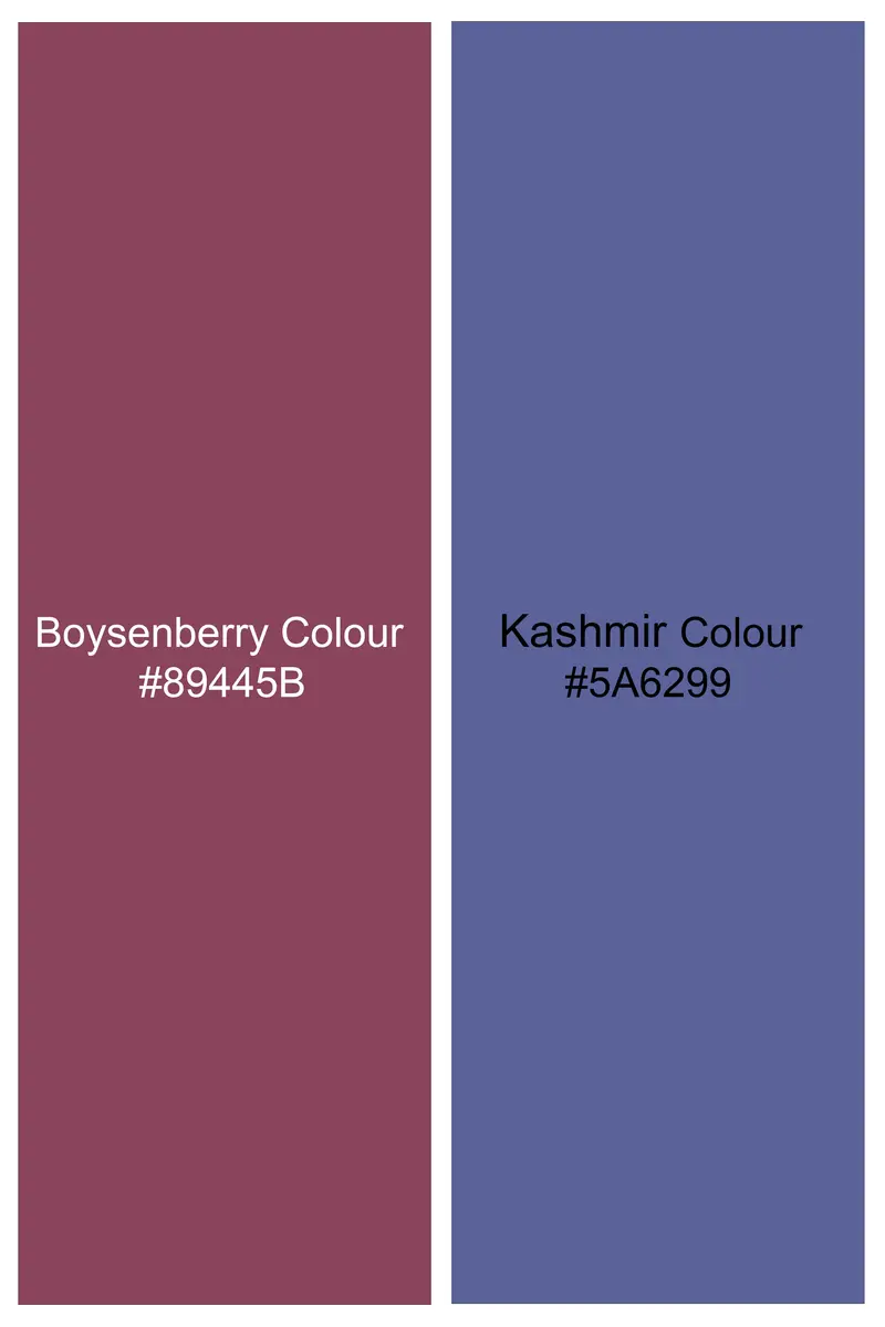 Autumn-Boysenberry Maroon And Kashmir Blue Jacquard Textured Premium Cotton Dress Shirt 6