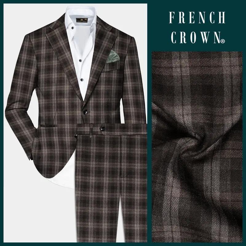 Autumnhaven-Umber Brown Plaid Tweed Single Breasted Suit 1