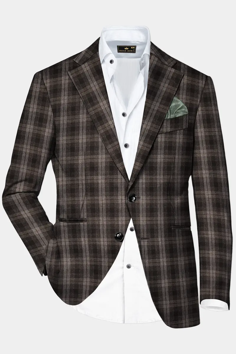 Autumnhaven-Umber Brown Plaid Tweed Single Breasted Suit 10