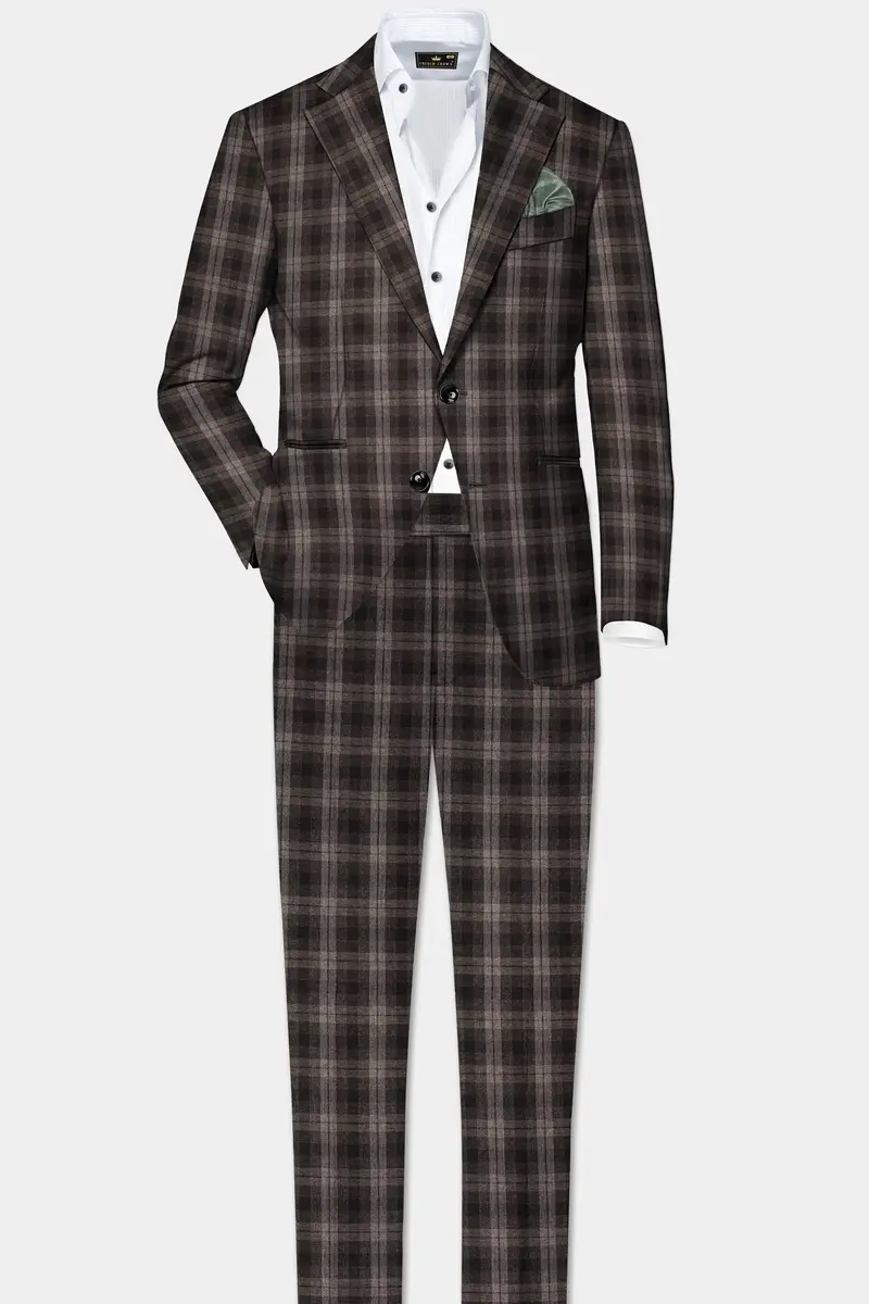 Autumnhaven-Umber Brown Plaid Tweed Single Breasted Suit 4