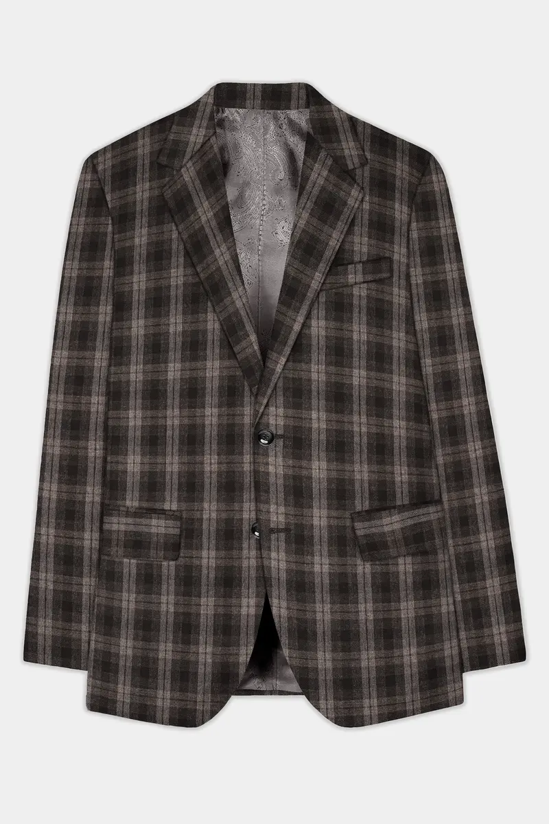 Autumnhaven-Umber Brown Plaid Tweed Single Breasted Suit 8