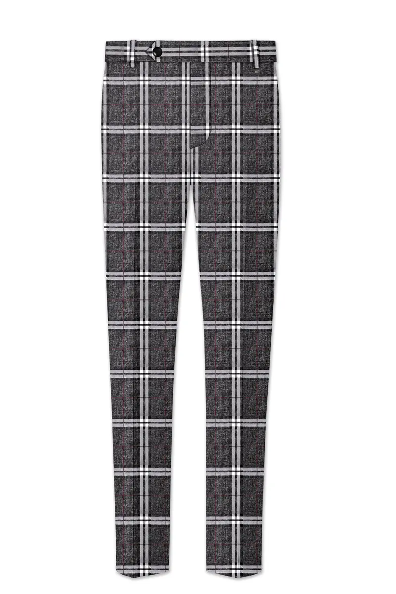 Axiom-Granite Gray Plaid Wool Rich Double Breasted Suit 13