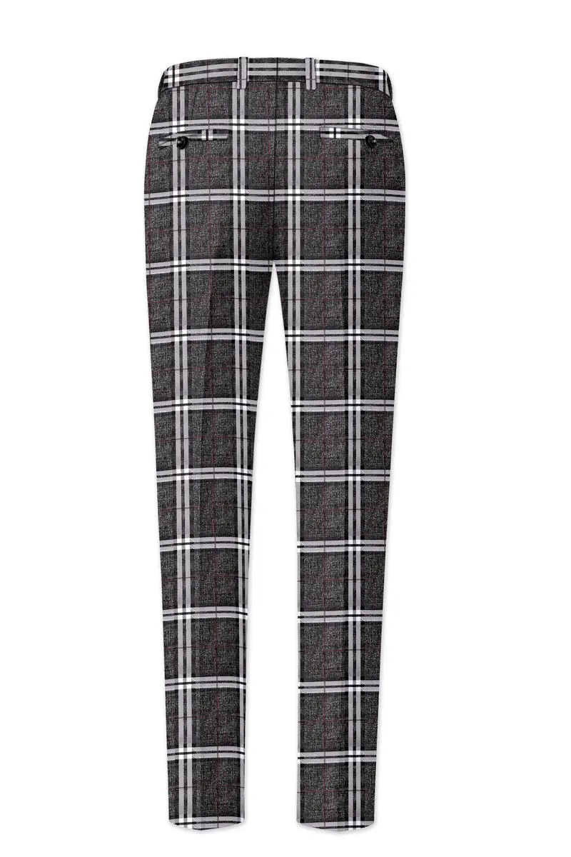 Axiom-Granite Gray Plaid Wool Rich Double Breasted Suit 14