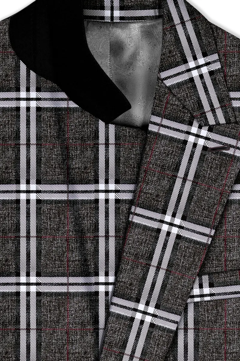 Axiom-Granite Gray Plaid Wool Rich Double Breasted Suit 5