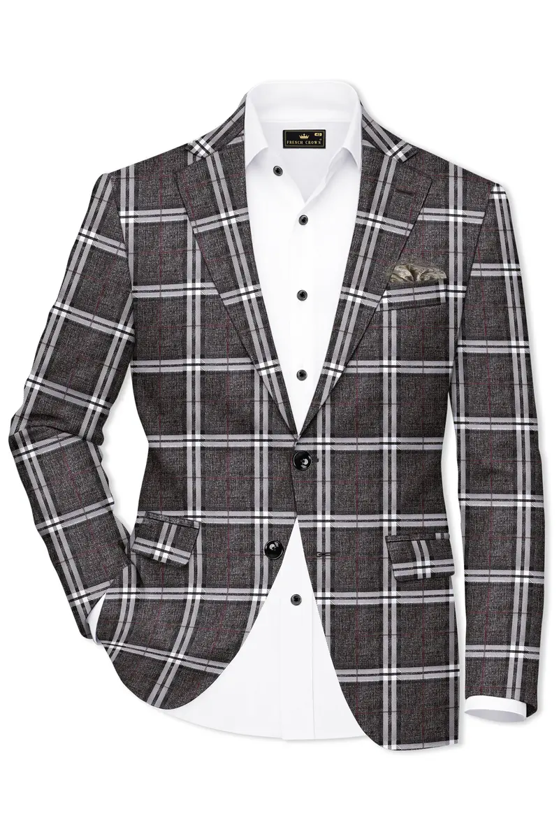 Axiom-Granite Gray Plaid Wool Rich Single Breasted Suit 10