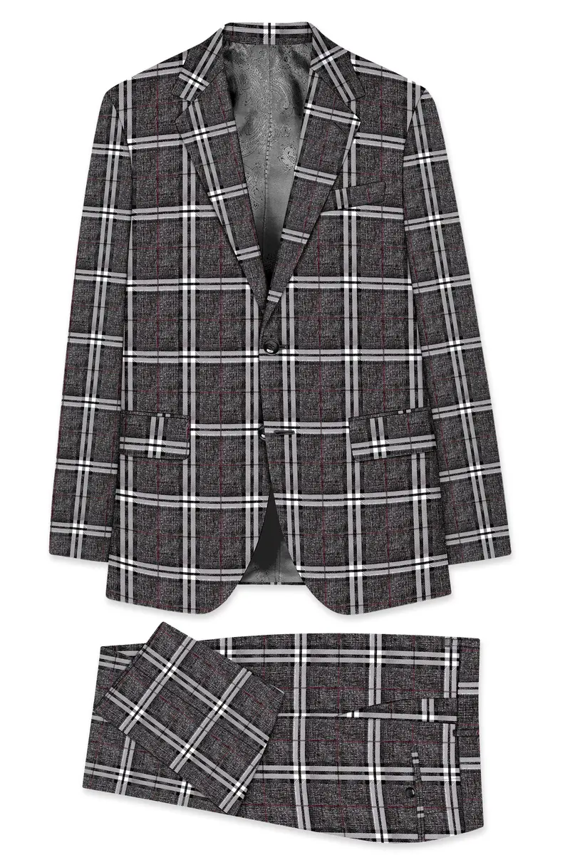 Axiom-Granite Gray Plaid Wool Rich Single Breasted Suit 11