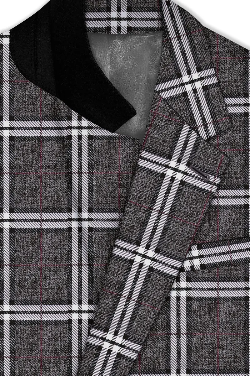 Axiom-Granite Gray Plaid Wool Rich Single Breasted Suit 5