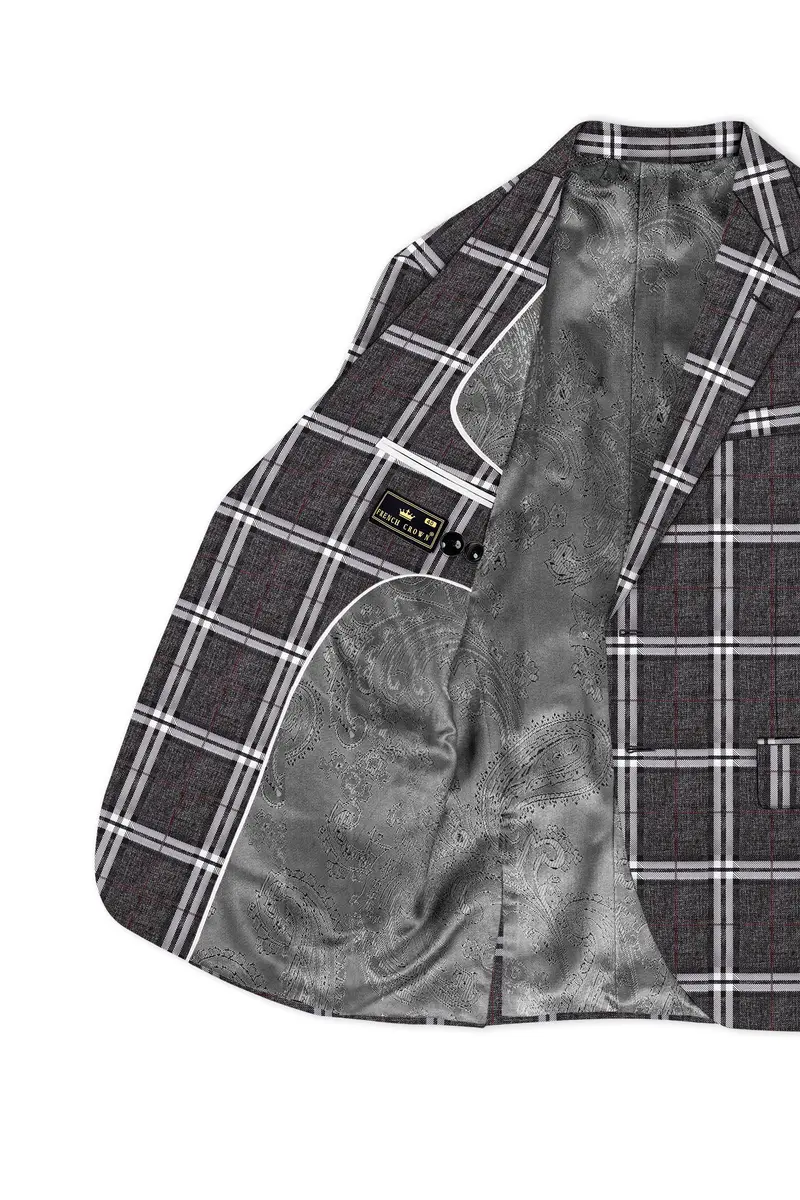 Axiom-Granite Gray Plaid Wool Rich Single Breasted Suit 6