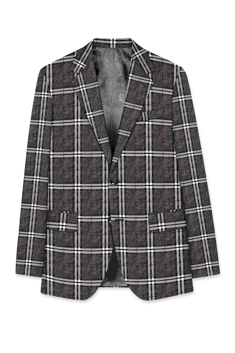 Axiom-Granite Gray Plaid Wool Rich Single Breasted Suit 8