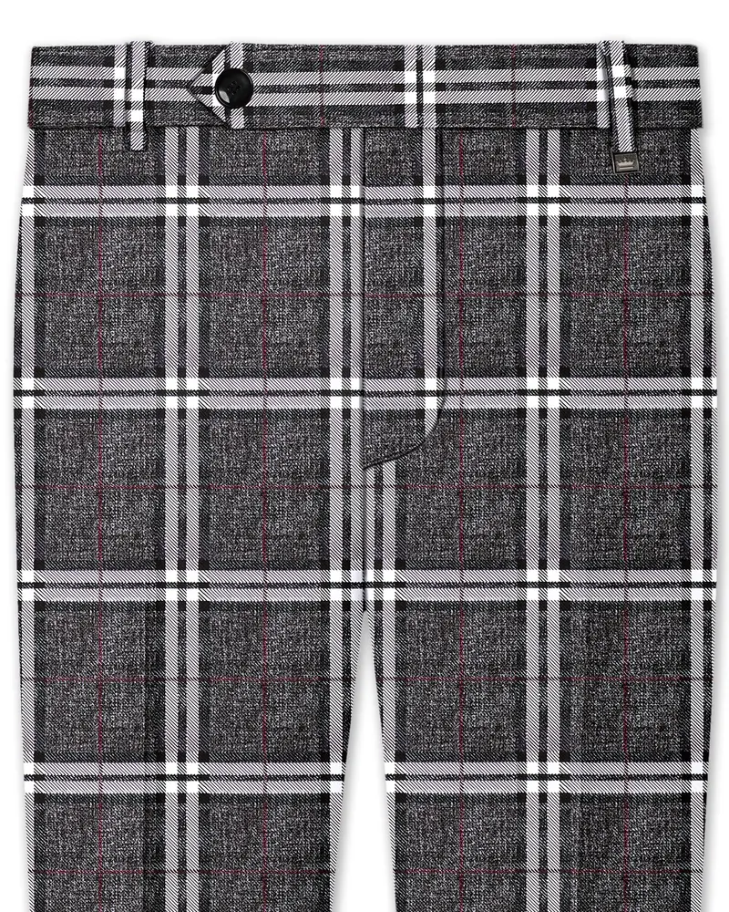 Axiom-Granite Gray Plaid Wool Rich Waistband Pant 1