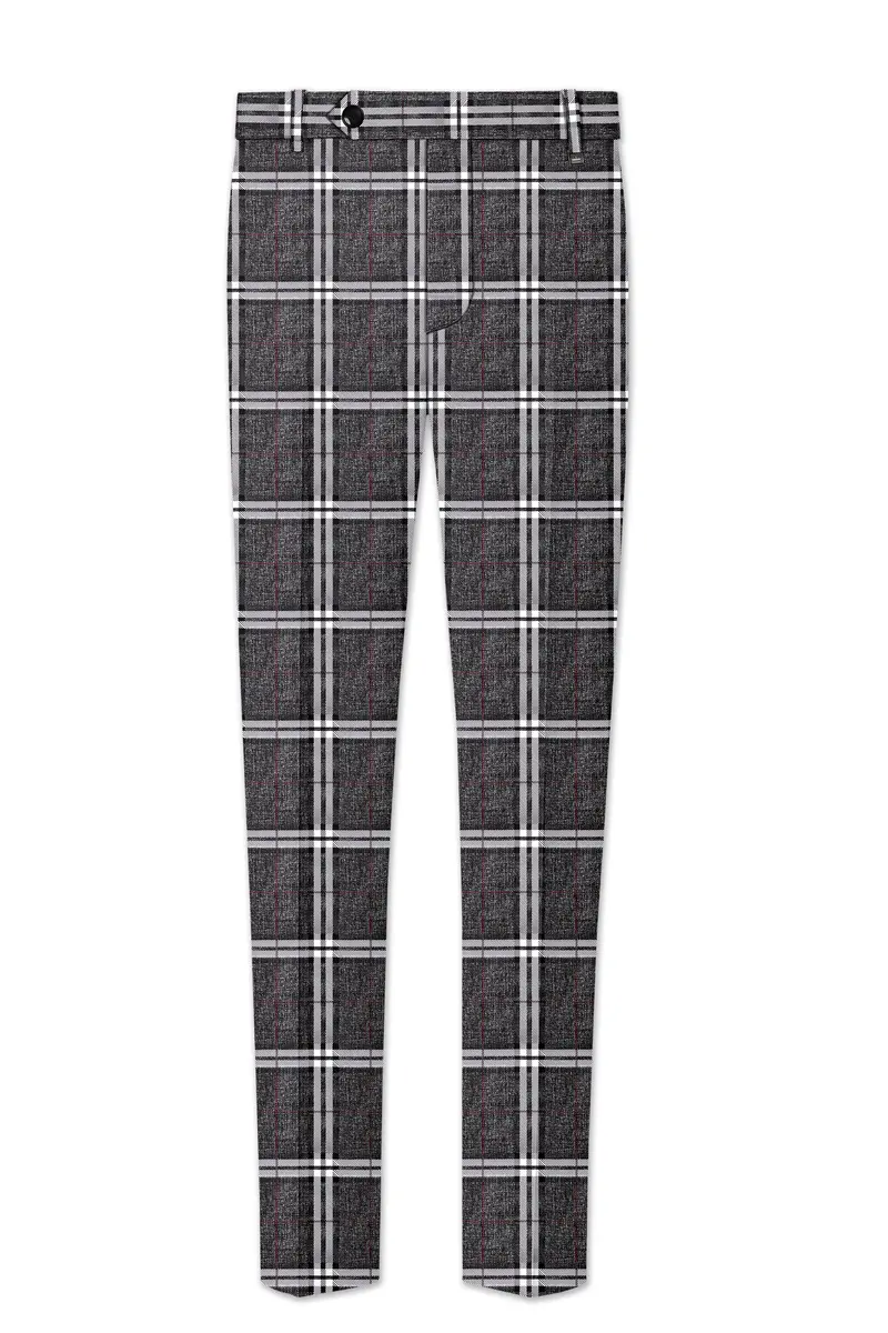 Axiom-Granite Gray Plaid Wool Rich Waistband Pant 2