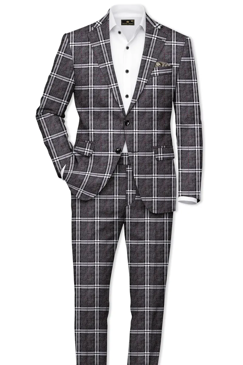 Axiom-Granite Gray Plaid Wool Rich Waistband Pant 7