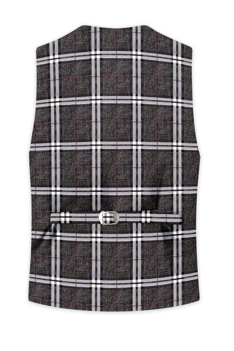 Axiom-Granite Gray Plaid Wool Rich Waistcoat 4