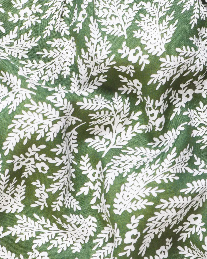Axolotl & White Leaves Printed Premium Tencel Shorts 3