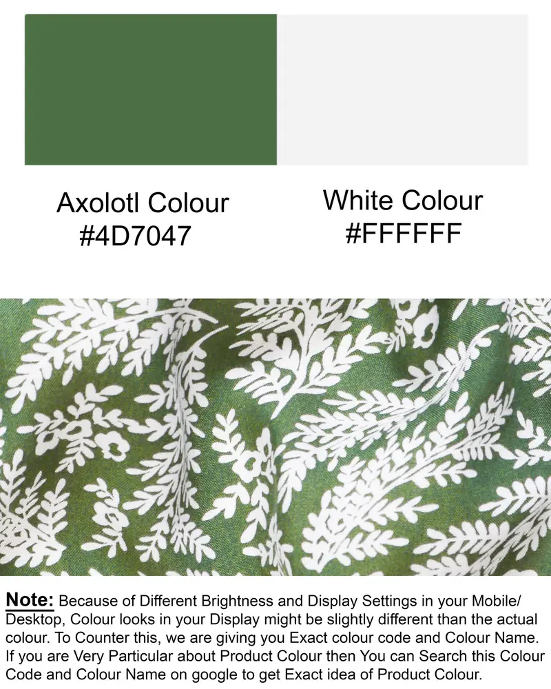 Axolotl & White Leaves Printed Premium Tencel Shorts 7