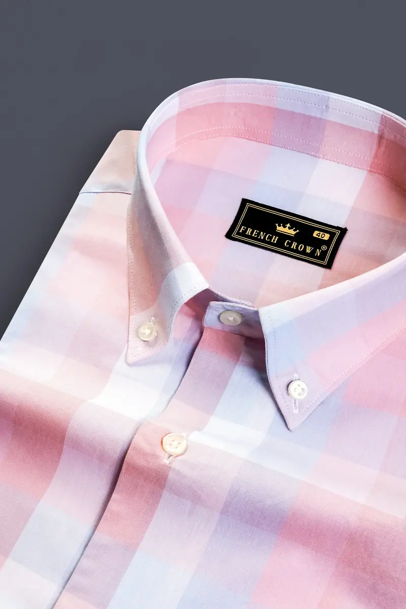 Azalea Pink And Mischka Purple Checks Premium Giza Cotton Shirt 1