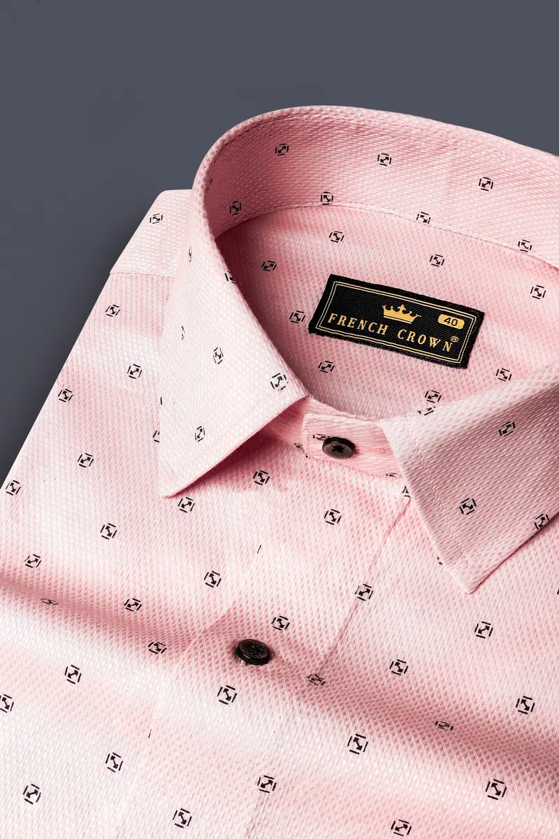 Azalea Pink Dobby Textured Premium Giza Cotton Shirt 1