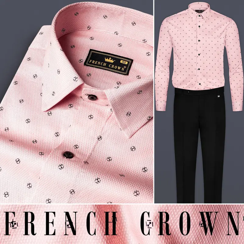 Azalea Pink Dobby Textured Premium Giza Cotton Shirt 10
