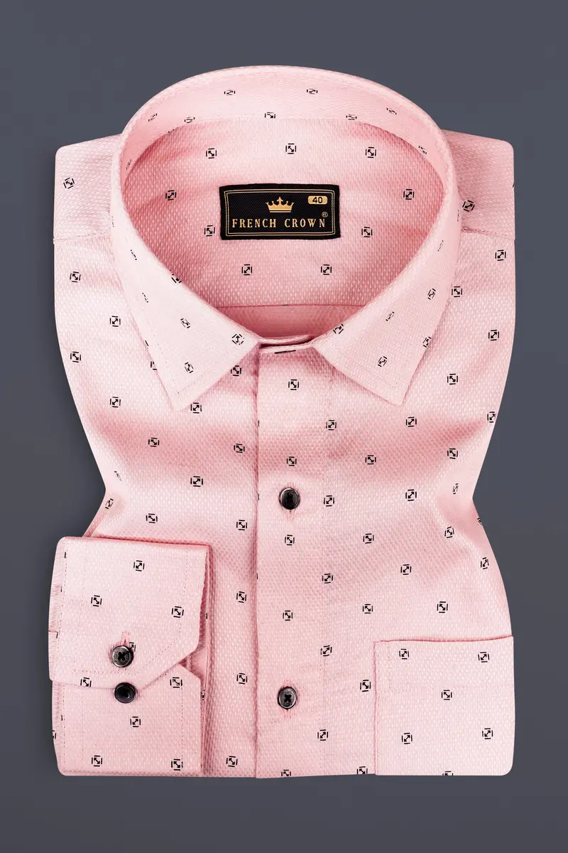 Azalea Pink Dobby Textured Premium Giza Cotton Shirt 3