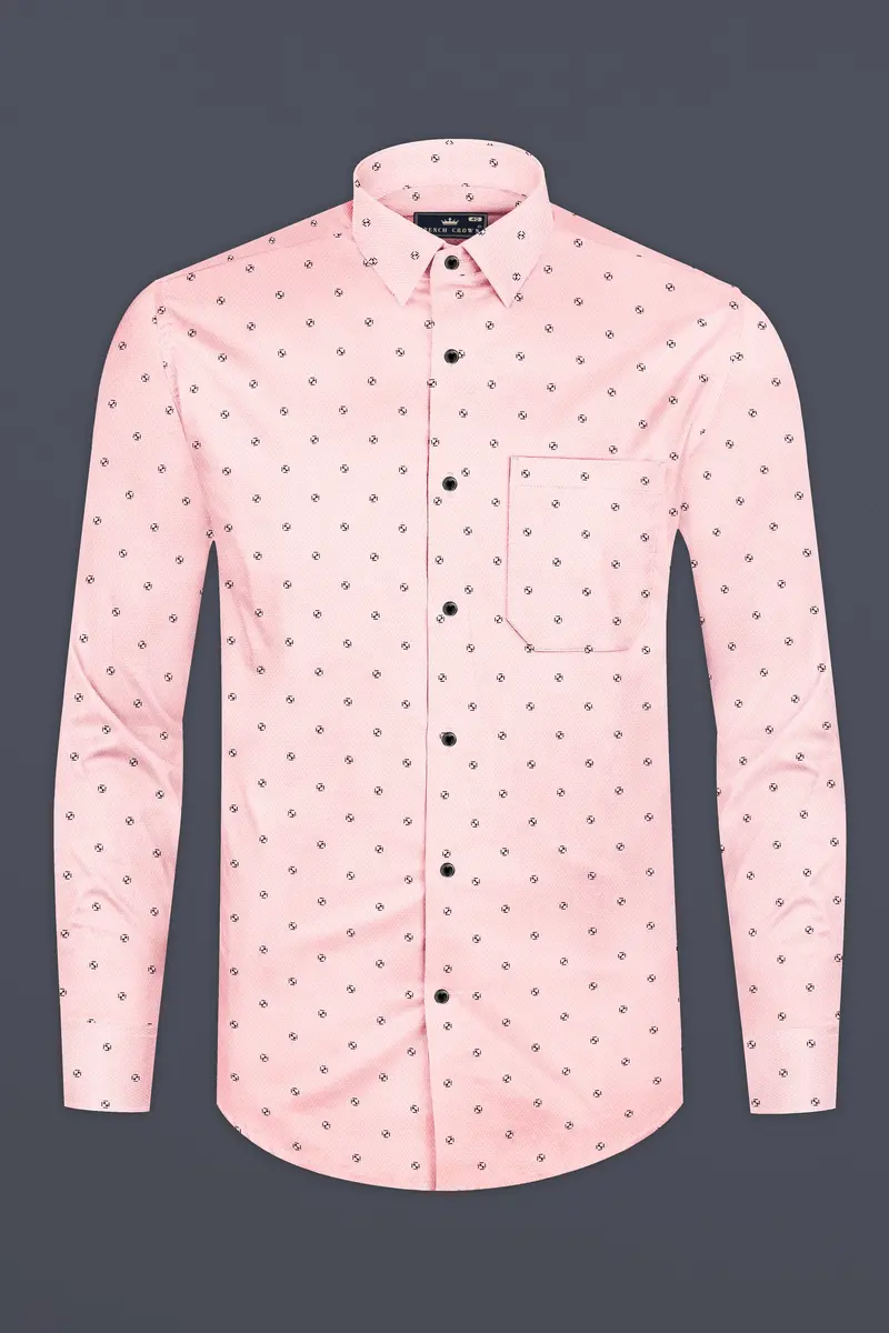 Azalea Pink Dobby Textured Premium Giza Cotton Shirt 4