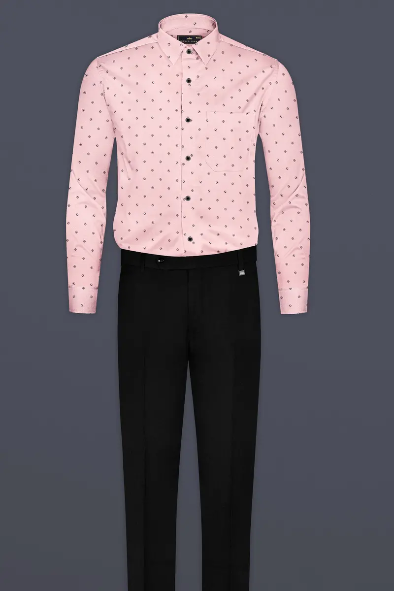 Azalea Pink Dobby Textured Premium Giza Cotton Shirt 6