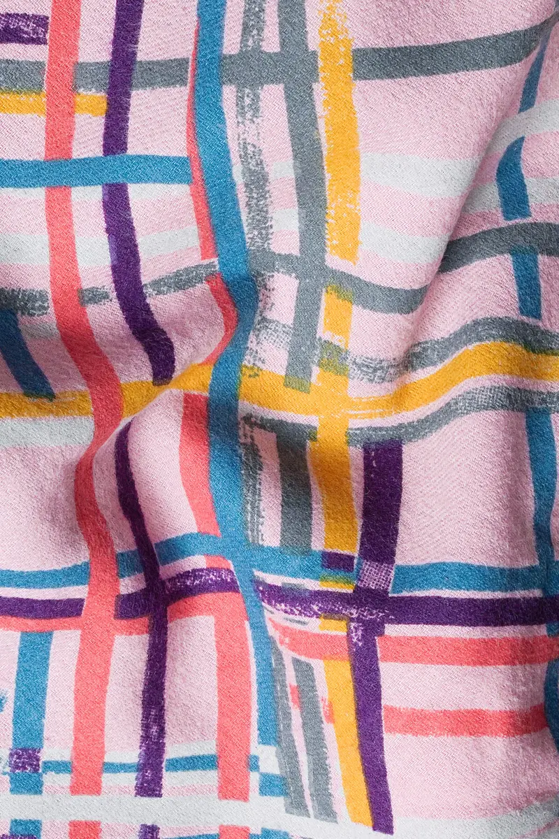 Azalea Pink Multicolour Abstract Printed Flannel Designer Jacket 3