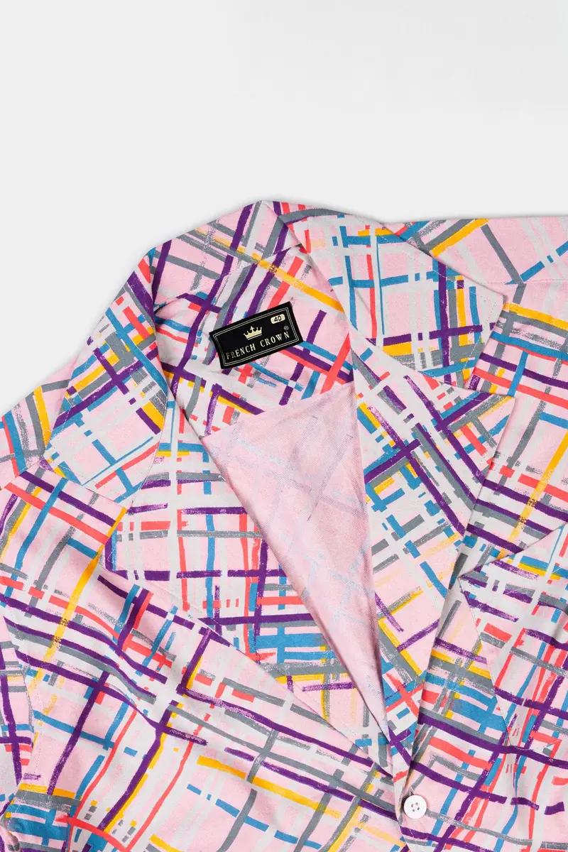 Azalea Pink Multicolour Abstract Printed Flannel Designer Jacket 4
